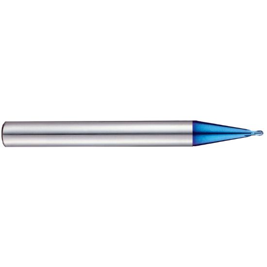 Picture of YG-1 G8A53005 DIA 0.50MM SH 0.2362 LOC 0.0197 OAL 1.968 End Mill Standard Flute Standard Helix Carbide TiAlN Single End Ball Nose X-5070 End Mill