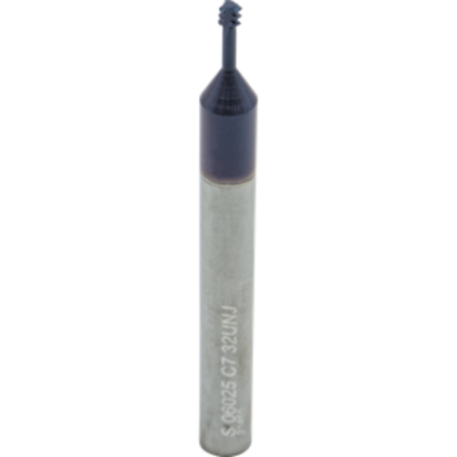 Picture of CARMEX MTS06025C7 32 UNJ Thread Mill 0.10 Dia 32.00TPI 0.28 Neck 2.30 OAL 3 Flute Internal AlTiN