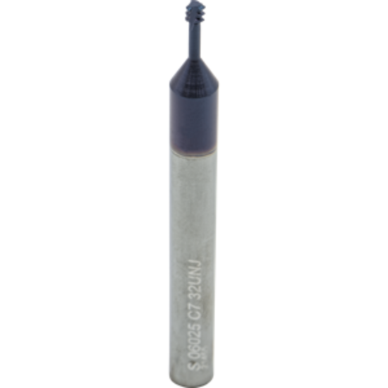 Picture of CARMEX MTS06025C7 32 UNJ Thread Mill 0.10 Dia 32.00TPI 0.28 Neck 2.30 OAL 3 Flute Internal AlTiN