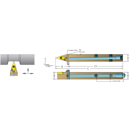 Picture of DORIAN ASVVCN1212-H11 35.0° Swiss Square 0.472 Shank 3.940 OAL