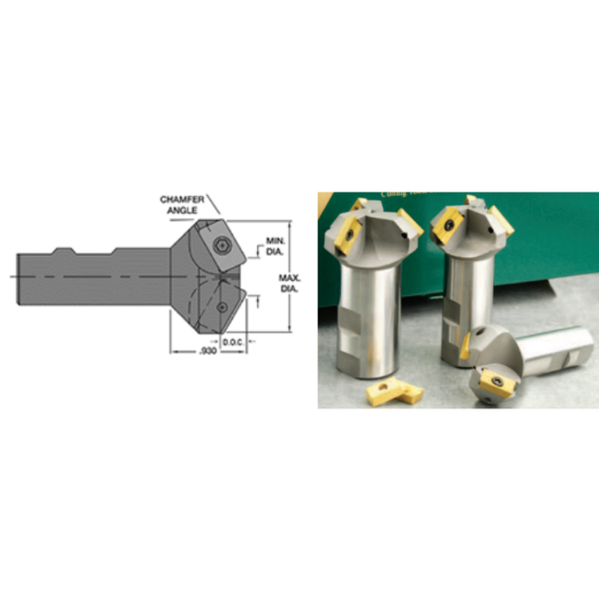 Picture of EVEREDE Tool CHM-938-45 Parallelogram 45.0°, Chamfer Mill End Mill Weldon 1.0000 Positive 1.7210 43.71MM Cutter Dia