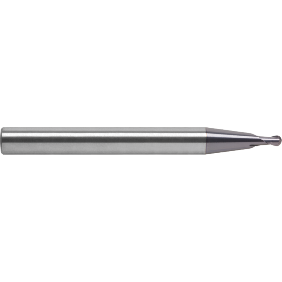 Picture of ROBBJACK DM-201-01 DIA 1/32 SH 0.2500 LOC 0.0312 OAL 2.50 End Mill Standard Flute Standard Helix Carbide Uncoated Single End Ball Nose