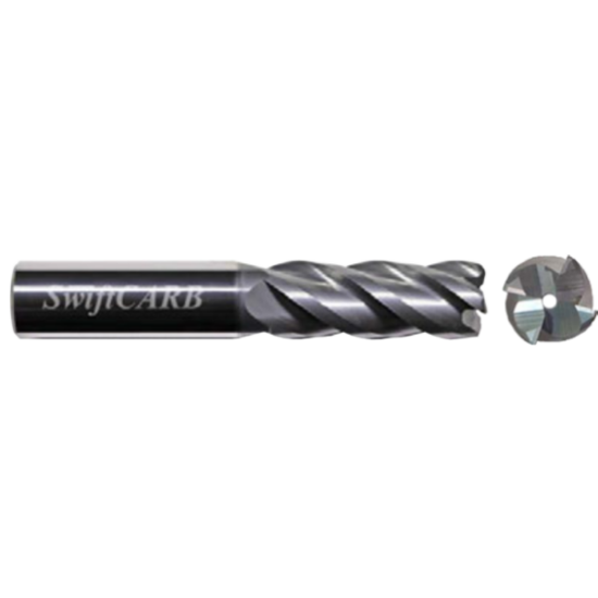 Picture of SWIFTCARB XD10004JE00ITCCM DIA 1 SH 1.00 LOC 3.6250 OAL 6.00 End Mill Standard Flute Variable Helix Carbide AlTiN Single End Corner Radius 0.0600 1.52MM